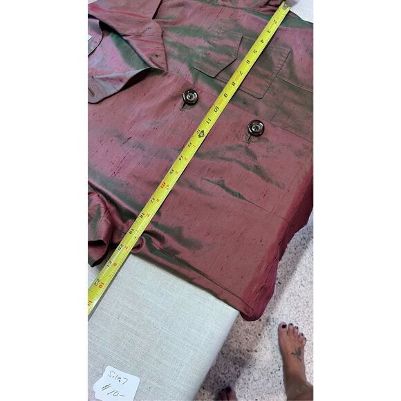 Antonio D'errico Women's Collared Button Front Short Sleeve Purple Top Size L - Picture 9 of 10